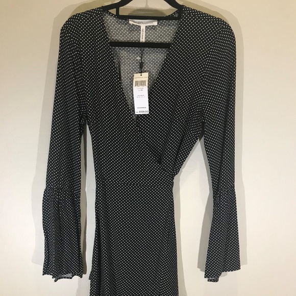 BCBG Black Polka Dot Wrap Dress - Picture 1 of 5